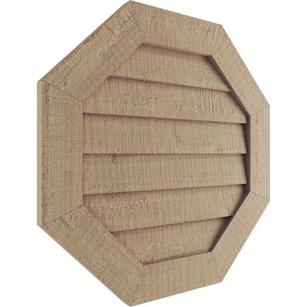 Timberthane Rough Cedar Octagonal Faux Wood Non-Functional Gable Vent, Primed Tan, 30W X 30H